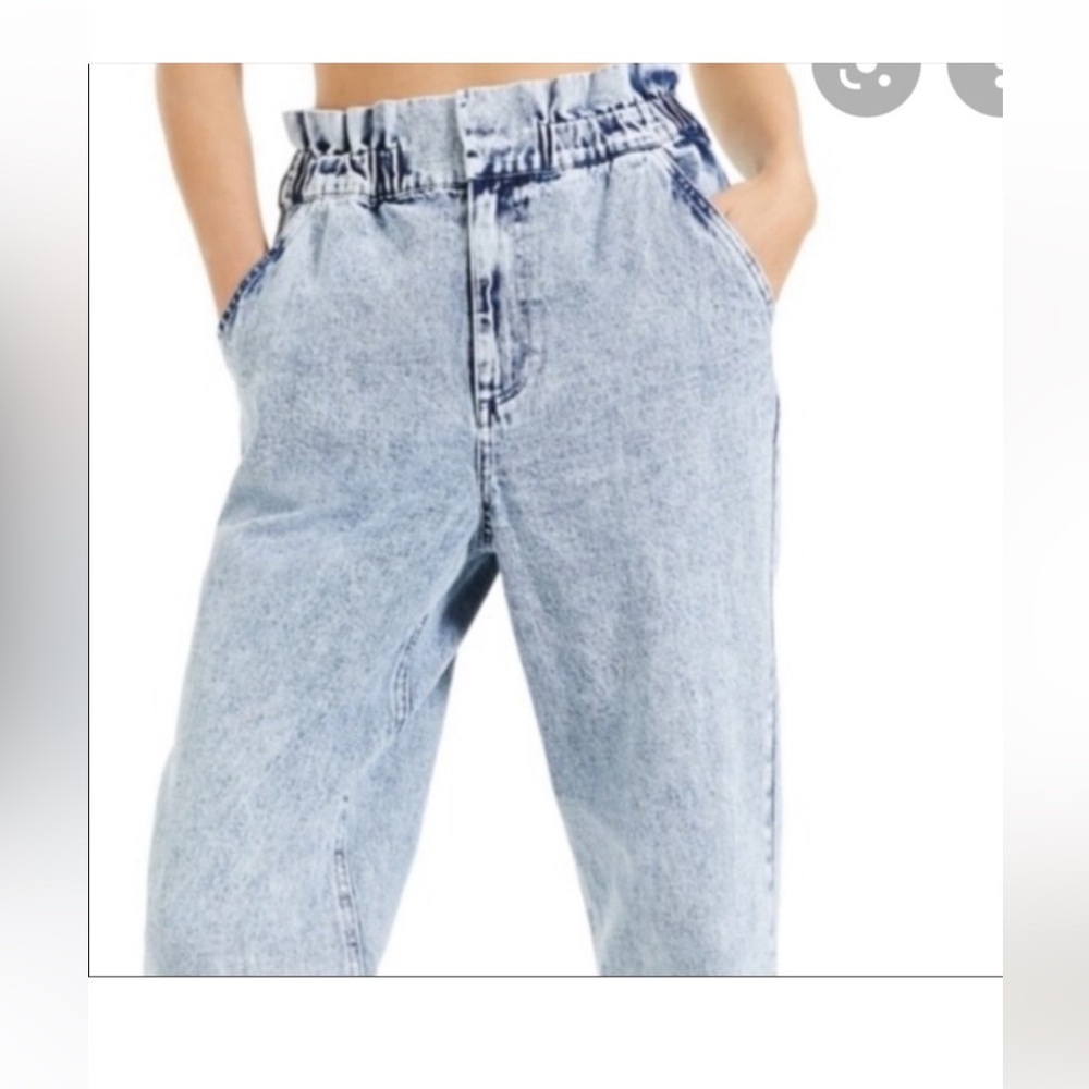 NWT Culpos x INC acid washed denim jeans- size 12 Ruffled Paper Bag Waist